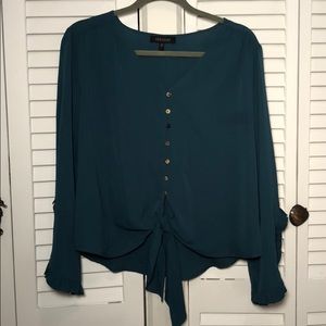 Abbeline button front ruffle sleeve blouse